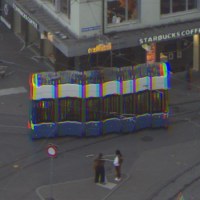 A crop of blue tram 13