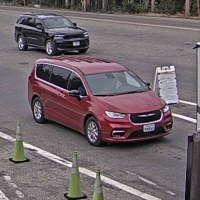 A crop of the red minivan