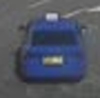 A crop of the blue taxi
